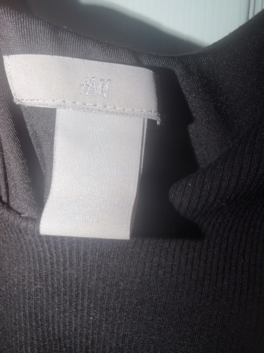 H&M Black Ribbed Deep V Bodysuit with Three-Quarter Sleeves - Picture 3 of 3